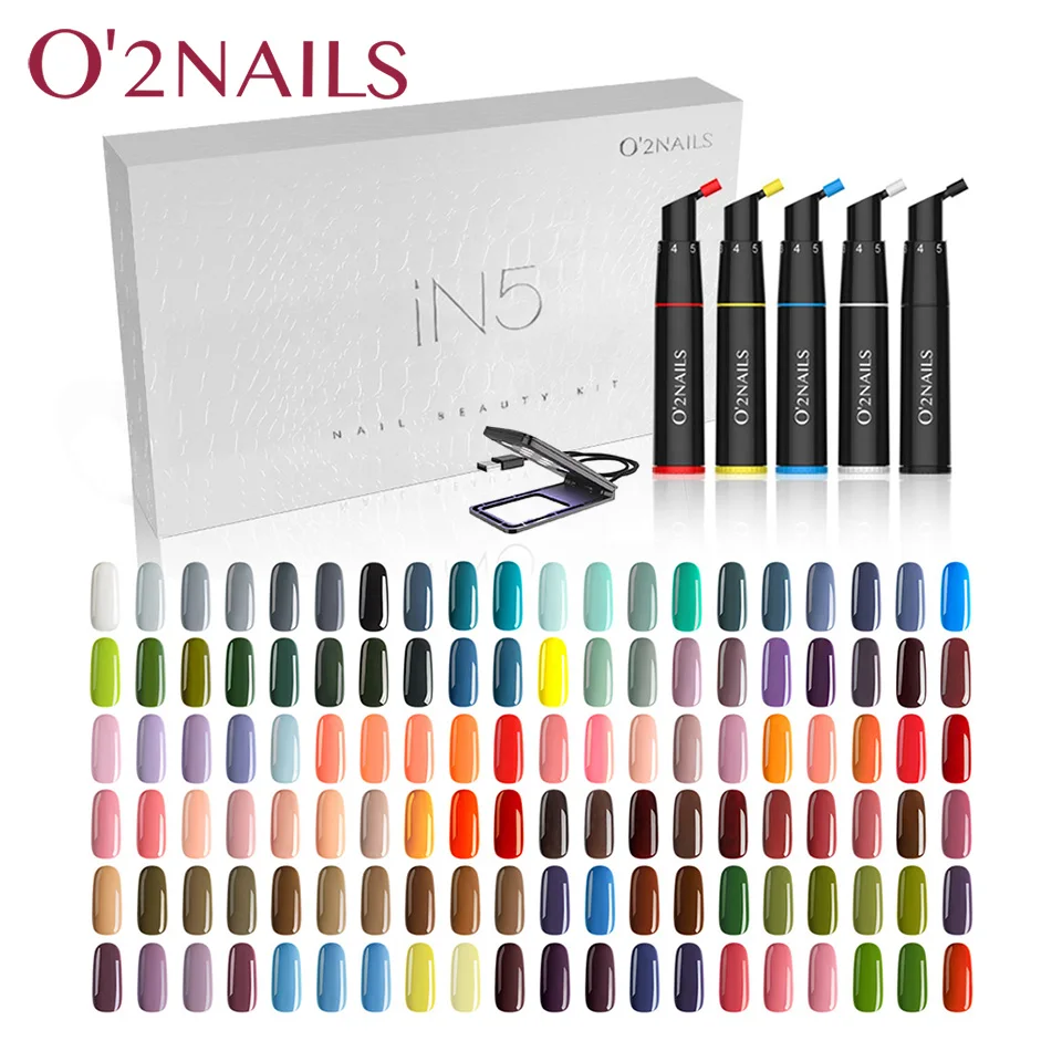

O2nails 120 Colors Gel Nail Polish Set 5 Pieces Color Mixing One Step Gel 3in1 For Nail Art Gift Idea