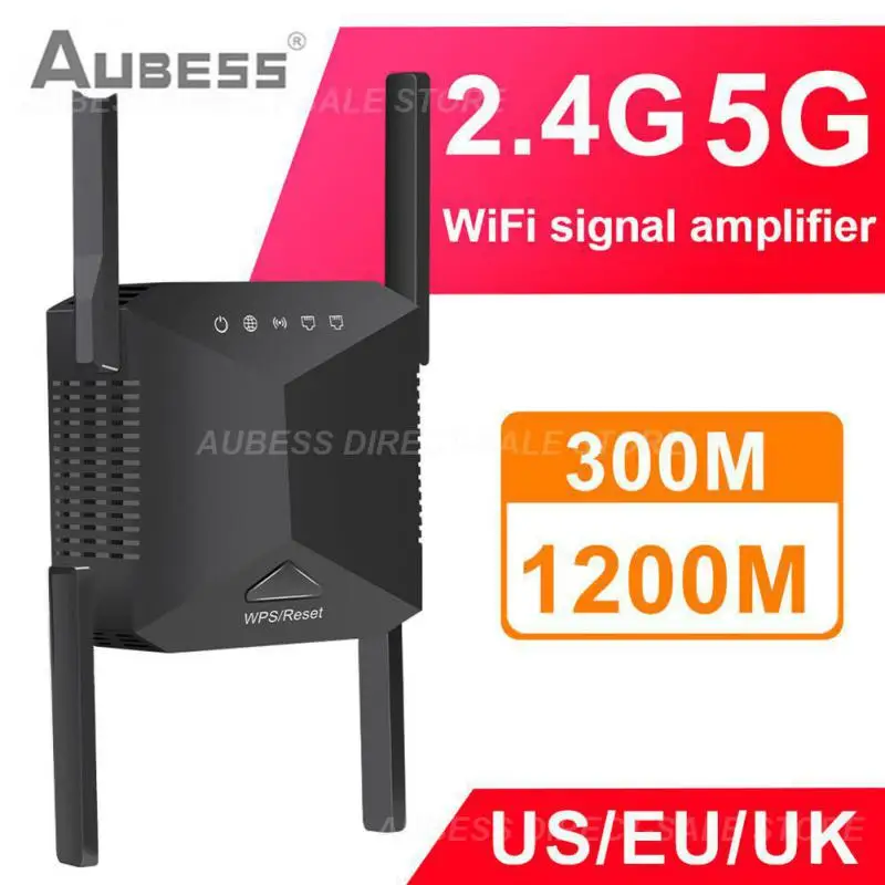 

Smart Home 2.4g 5g Router Repeater Four External Antennas Wifi Relay Extender Wireless Ac1200 Signal Amplifier Eu Us Uk