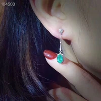 meibapj natural columbia emerald gemstone drop earrings real 925 silver fashion earrings fine charm jewelry for women