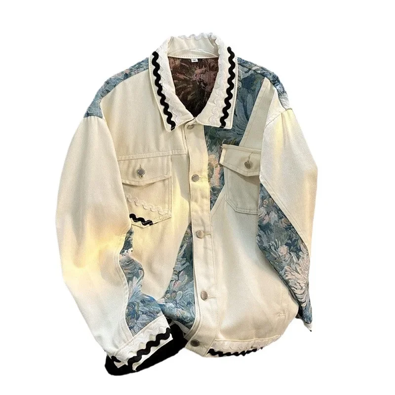 Повседневная Новая Винтажная Рабочая куртка с отворотом топ в американском