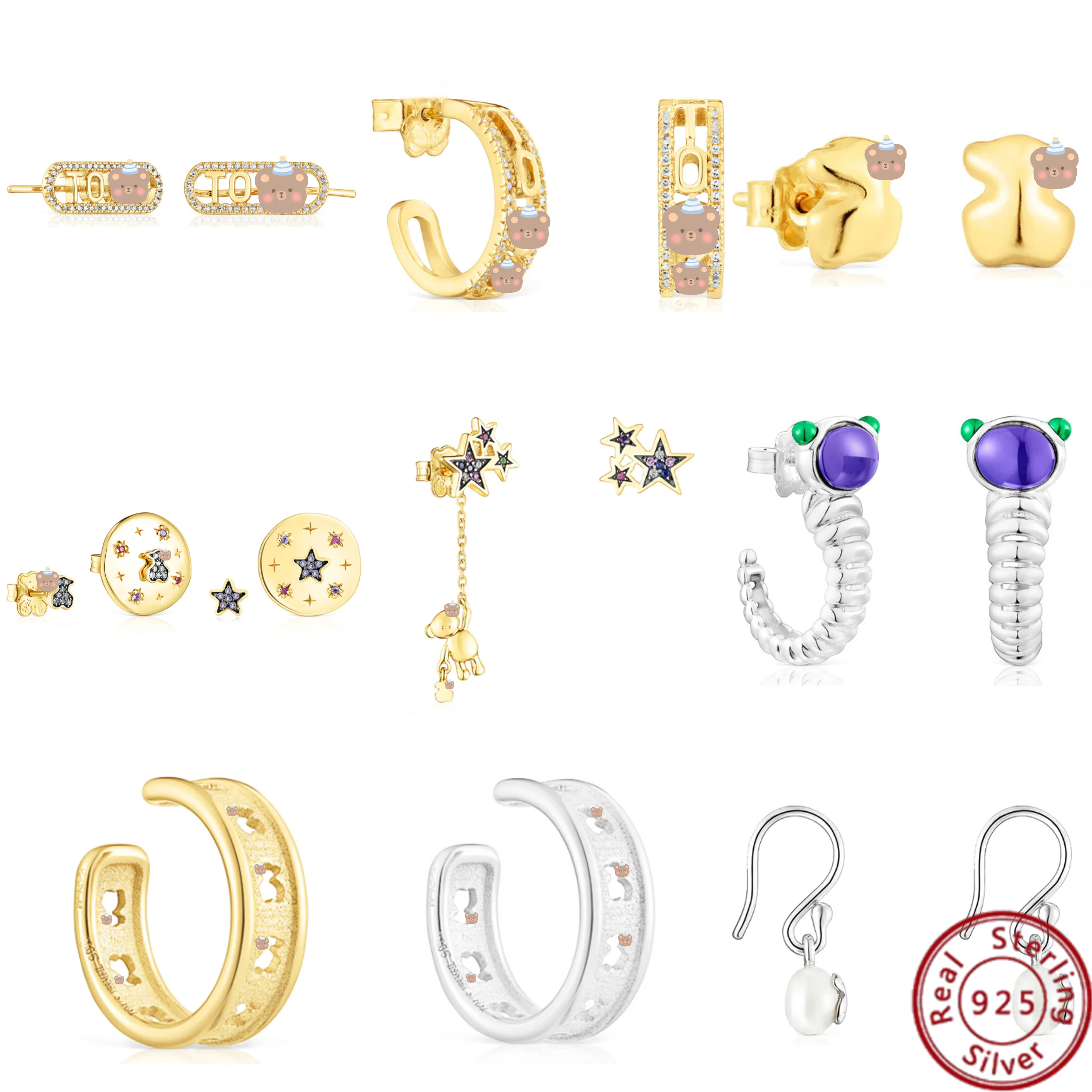 

2023 новые высококачественные серьги-гвоздики с испанским медведем. Источает очарование и улучшает контуры лица-Прямая поставка с завода, оптовая цена, подарки