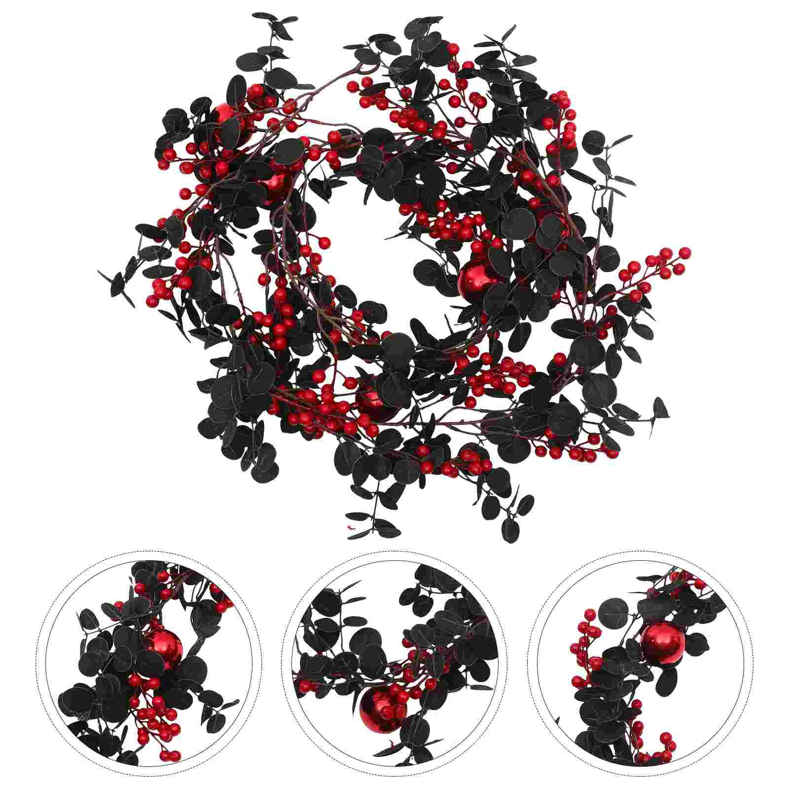 

Christmas Wreath Berry Garland Door Artificial Tree Eucalyptus Red Winter Holly Hanger Holiday Front Decoratio Vines Farmhosue