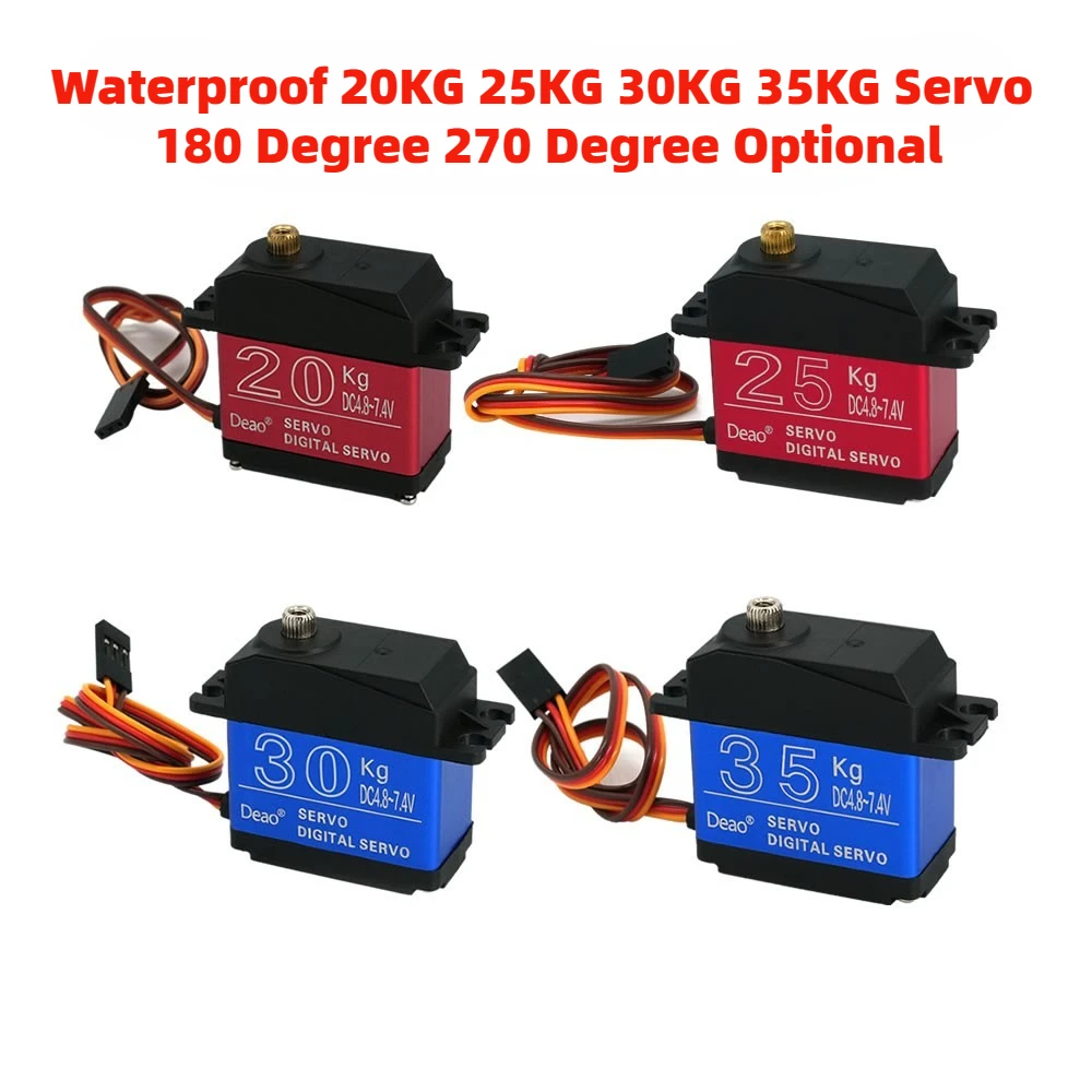 

Waterproof 20KG 25KG 30KG 35KG Servo 180 Degree 270 Degree Large Torque Digital Servo Metal Gears 25T Servo Arm For RC Car Truck
