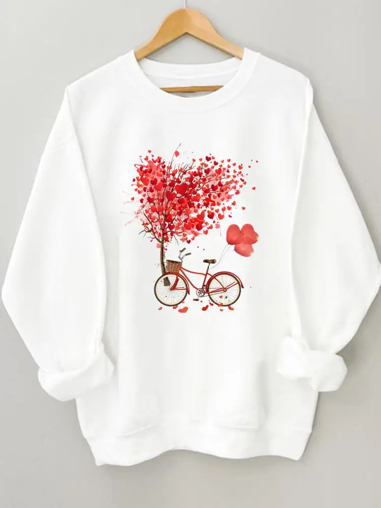 

Watercolor Love Valentine Casual Print Graphic Sweatshirts Autumn Pullovers Spring Fashion Fall Female Women Regular Clothing
