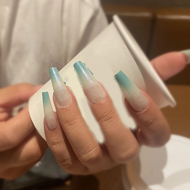 

24 Pcs/Set Fake Nails Long French Nail Tips Nails Extension Manicure Ballerina Nail Decal Professional Beauty