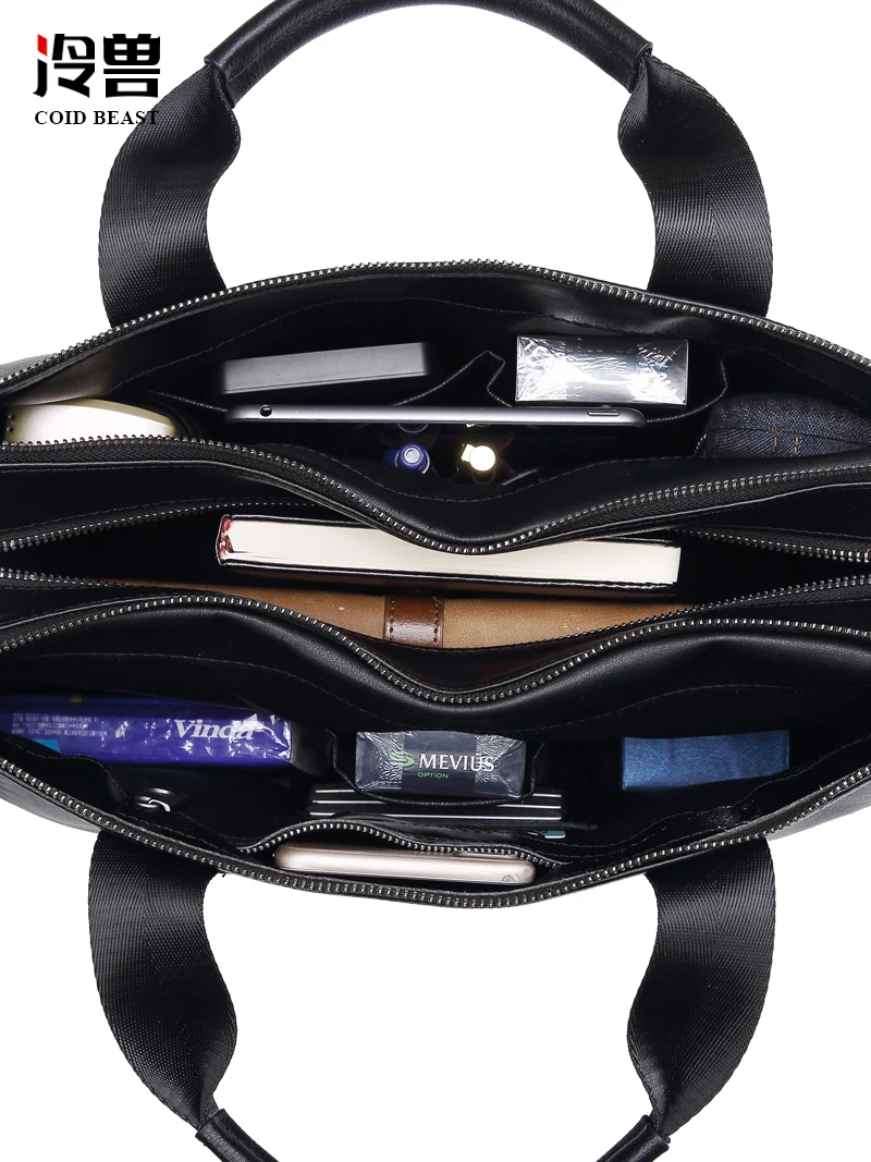 Woven Sheepskin Men's Handbag Leather Business Men Bag Casual Soft Leather One-Shoulder Crossbody Briefcase Bag