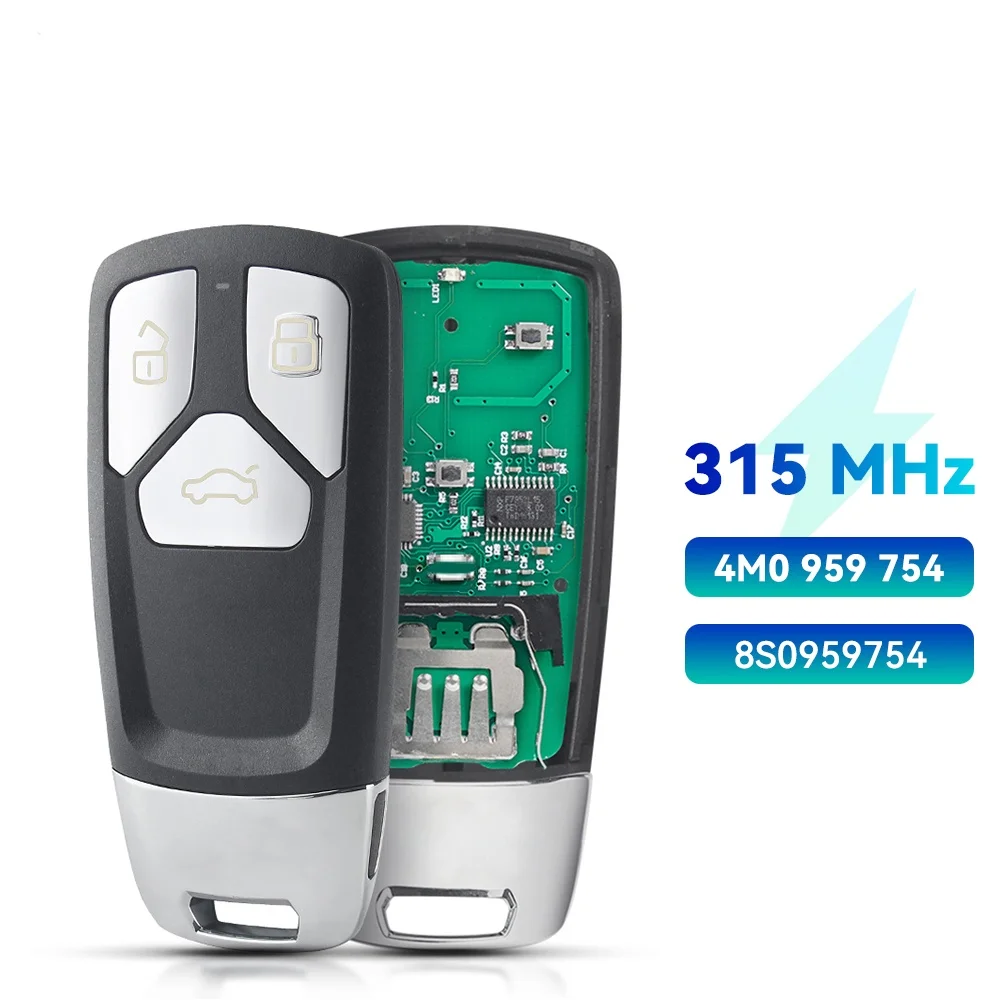 

KEYYOU 4M0959754 433 МГц 315 МГц 3/4 кнопки умный дистанционный ключ для Audi TT A4 A5 Q5 Q7 S5 SQ5 2016 2017 2018 2019
