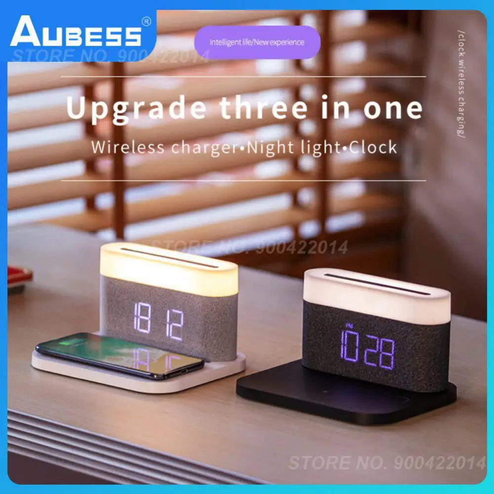 

Wireless Charger With Clock Brightness Adjustable Fast Charging Station De Charge Sans Fil Multifonction Chargeur S26 15w