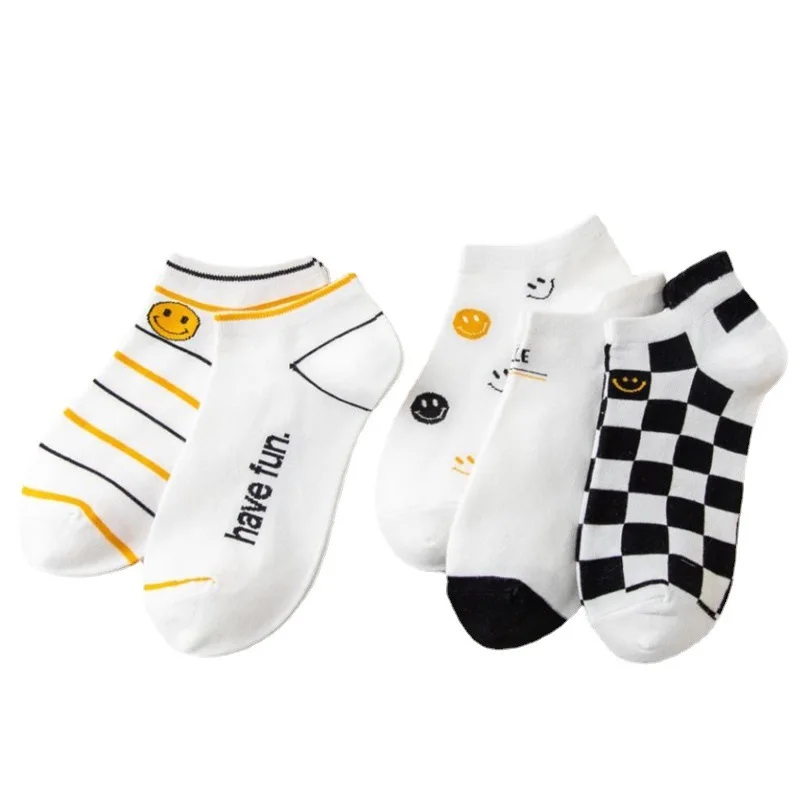

Kawaii Spring Summer Women Ankle Low Cut White Socks Breathable Lady smiley Invisiable Transparent Boat Short Sock For Women