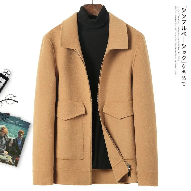 

New double-sided woolen jacket Spring and autumn high-end men's short Korean fashion casual trend clothing