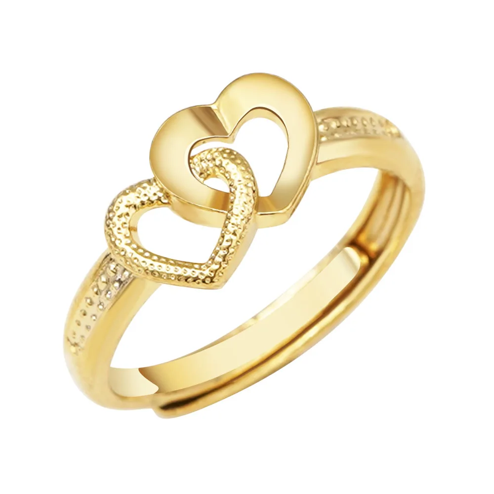 

Heart To Heart Romantic Rings Gold Color Fashion Engagement Jewelry for Women Lovers Bling Ring Women Wedding Love Witness