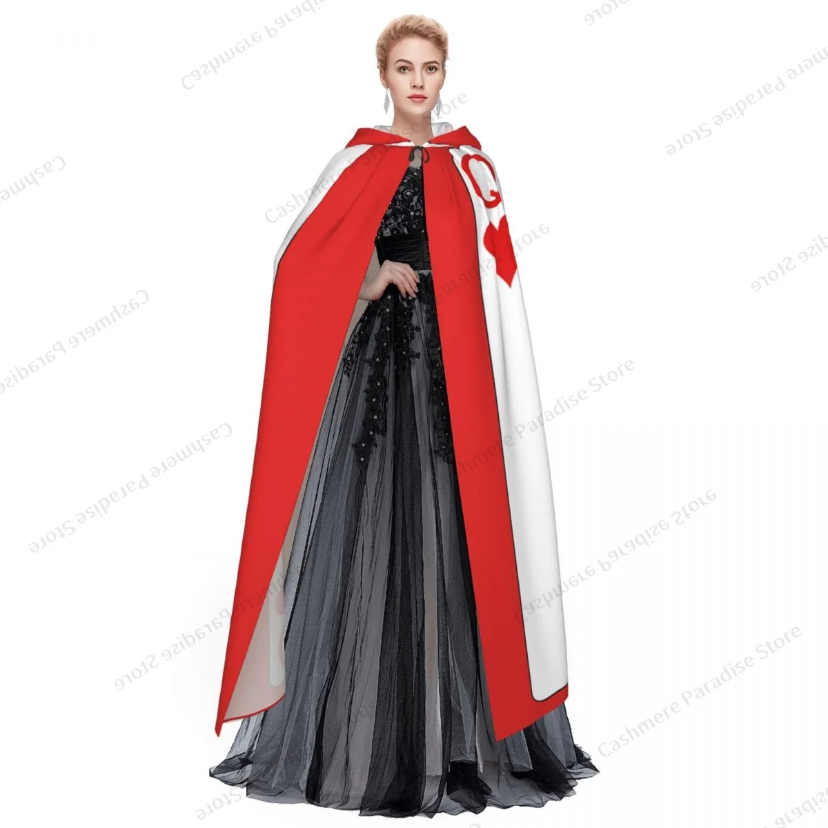 Плащ с капюшоном Queen Of Hearts полиэстер унисекс накидка ведьмы аксессуар для костюма