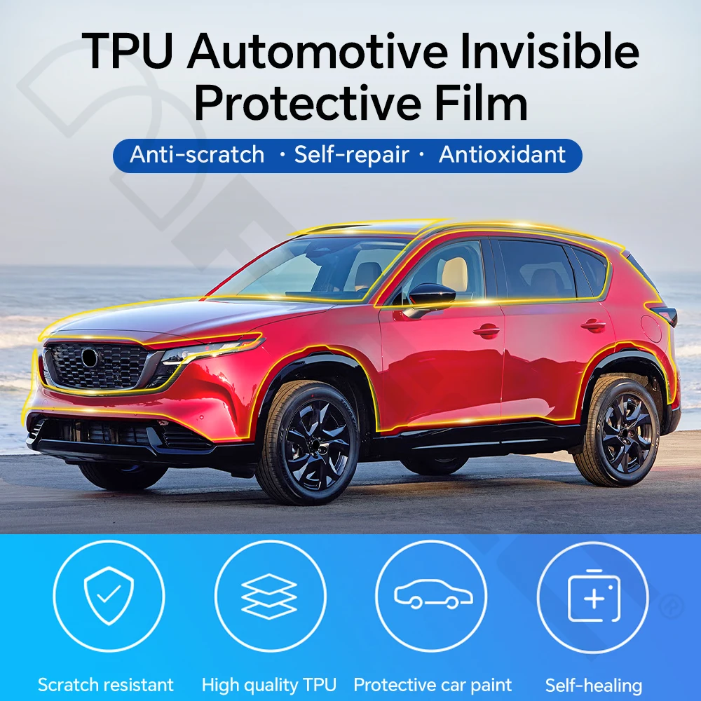 Фото Для Mazda CX-5 2026-UP: предварительно вырезанная защитная пленка из ТПУ (PPF) для кузова автомобиля, прозрачный антицарапийный бронезащитный комплект, ремонтопригодные автомобильные наклейки. №3