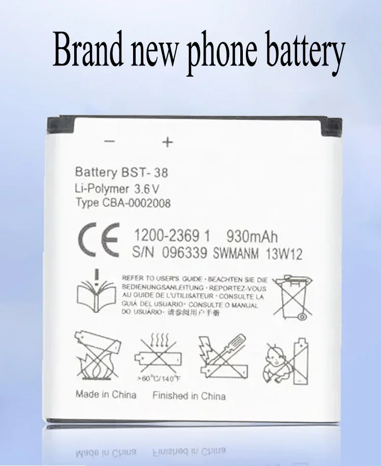 New 100% BST-38 Battery For Sony Ericsson S500I W580I T650 K850I C902 K770 phone Batteries Bateria