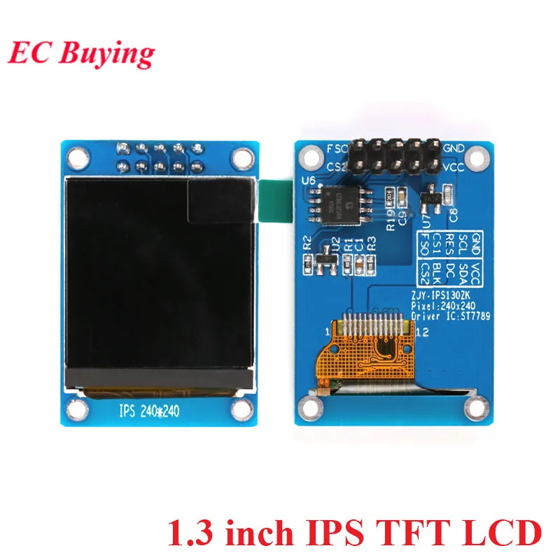 1,3-дюймовый IPS TFT LCD 1,3-дюймовый экранный модуль 240 * 240 ST7789 Drive SPI HD Full Color LED 10Pin для Arduino с библиотекой шрифтов