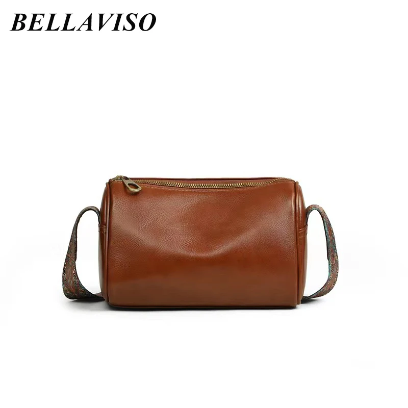 

BellaViso Women's New Genuine Leather Messenger Bags Lady's Fashion Top Layer Cowhide Versatile Shoulder Crossbody Bag SZLF-090