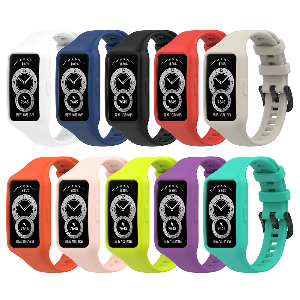Ремешок силиконовый для Huawei Honor Band 6 Pro сменный Браслет смарт-часов белый