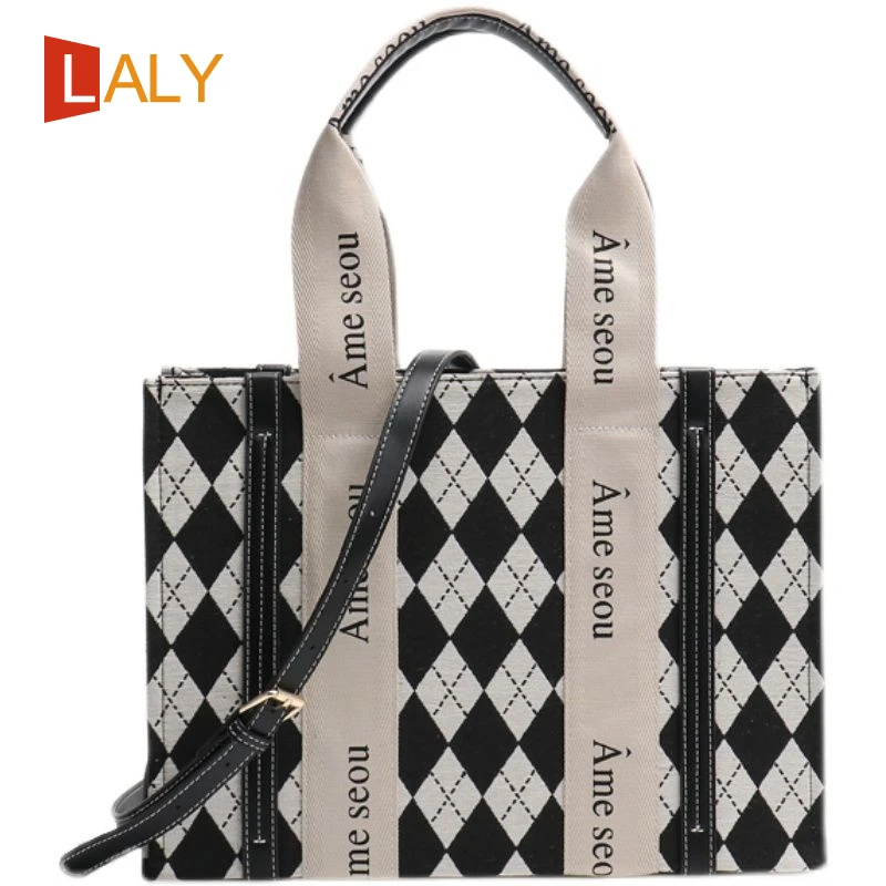 

2022 New Luxury Brand Canvas Letters Leather Handbag Women Fashion Trendy Shopping Bag Beach Bag Classic Woody Tote Bag Y2k