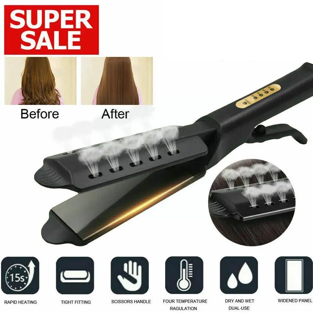 

Four-gear Temperature Adjustment Hair Straightener Hairdressing Wet Styling Brush Hair Fast Dual Dry Use Tool Heating Hair X5O8