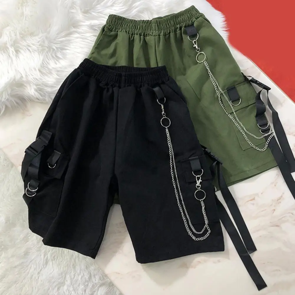 

Knee Length Cargo Shorts Women BF Couple Wide Leg Cool Ins Empire Tooling Vintage Pockets Streetwear S-4XL All Match Loose Chic