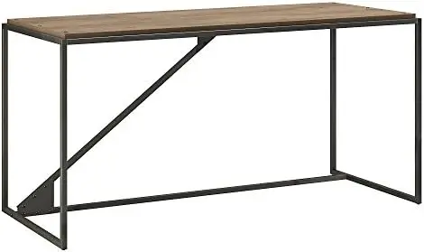 

Home Office, 62"W Industrial Desk, Rustic Gray