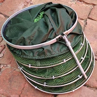 2m2 5m collapsible nylon stainless steel fish catching net trap fishing cage mesh basket