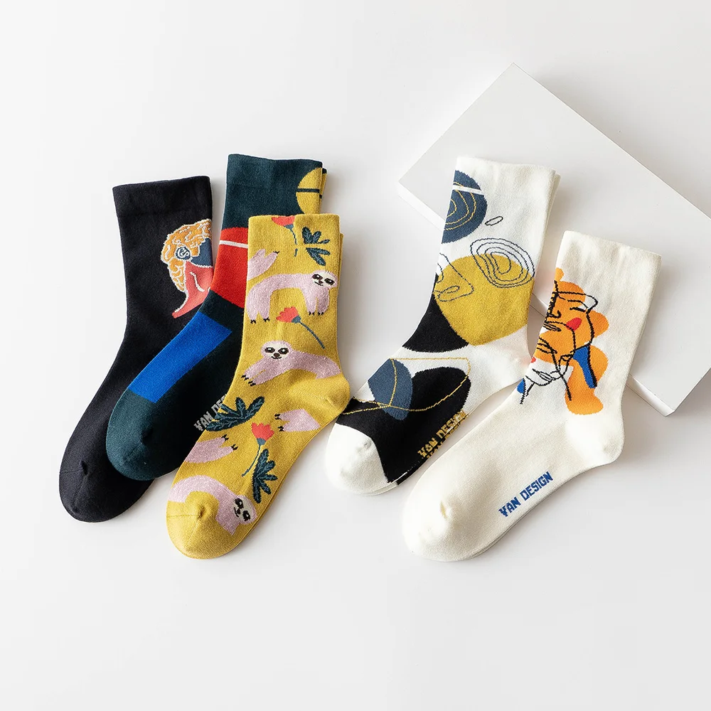 Original Socks Men's Mid-Tube Socks Cartoon Ins Tide Basketball Socks Tide Brand Women's Sports Fitness Stockings Designer Socks