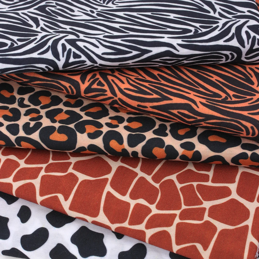 Полиэфирно-хлопковые ткани по метру с принтом леопарда и зебры, листы ткани для платья, сумки, ремесла пошива, домашний текстиль 45 * 145 см 1 шт.