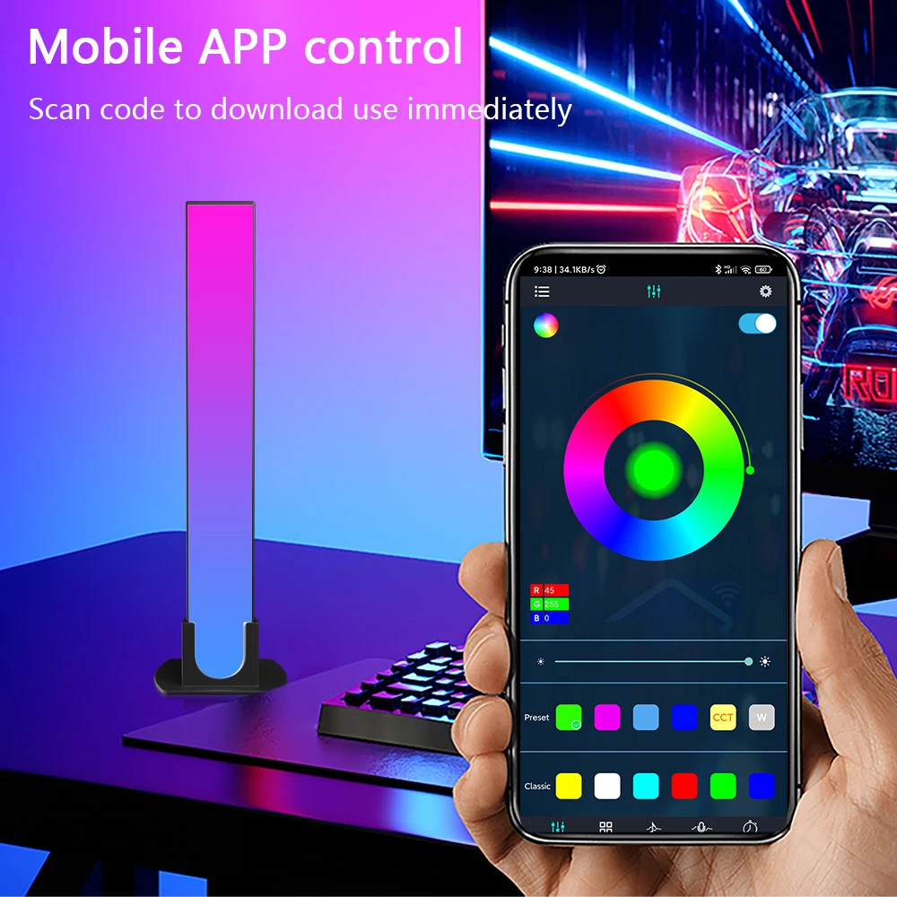 

Pickup Lamp Desktop Atmosphere Ambient Lamp LED Color Music Rhythm Lamp Application Controls Living Room Decoration Night Light
