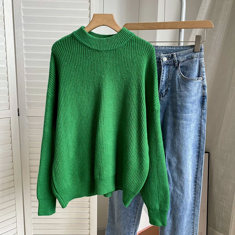 

Fashion Knitted Pullover O-neck Thick Women Sweaters Casual Straight Long Sleeve Women Clothing 2023 Elegant Female Sweater Tops