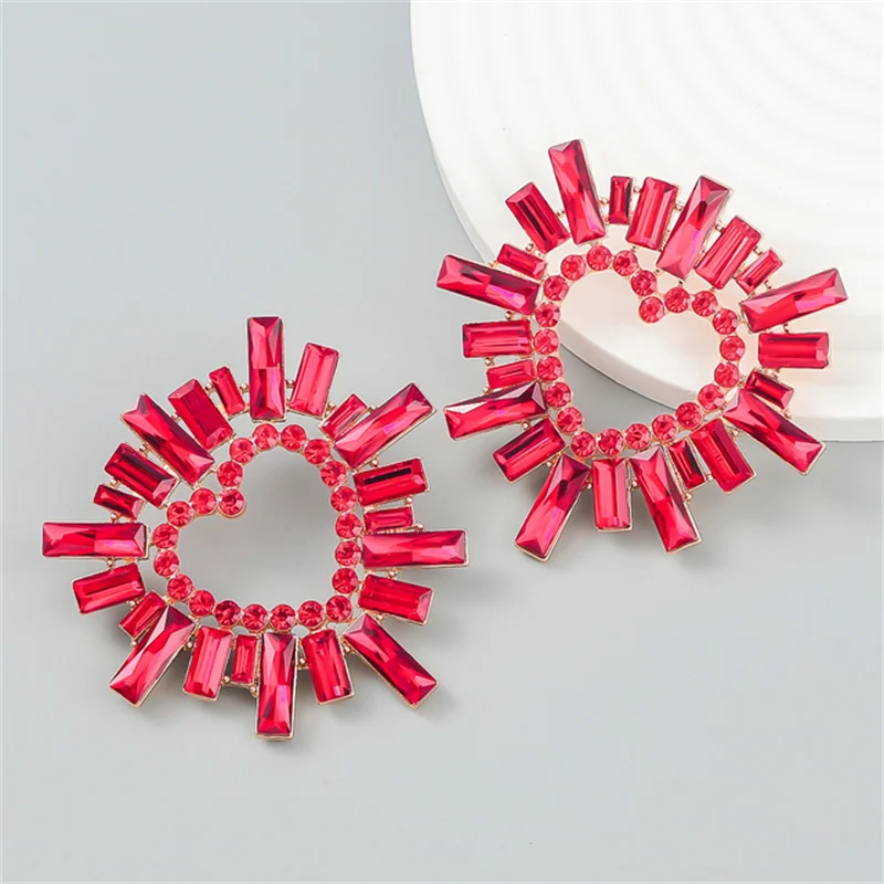 New Trend Shiny Rhinestone Flower Dangling Earring for Women Dinner Wedding Accessories Fashion Statement Luxury Jewelry Earring