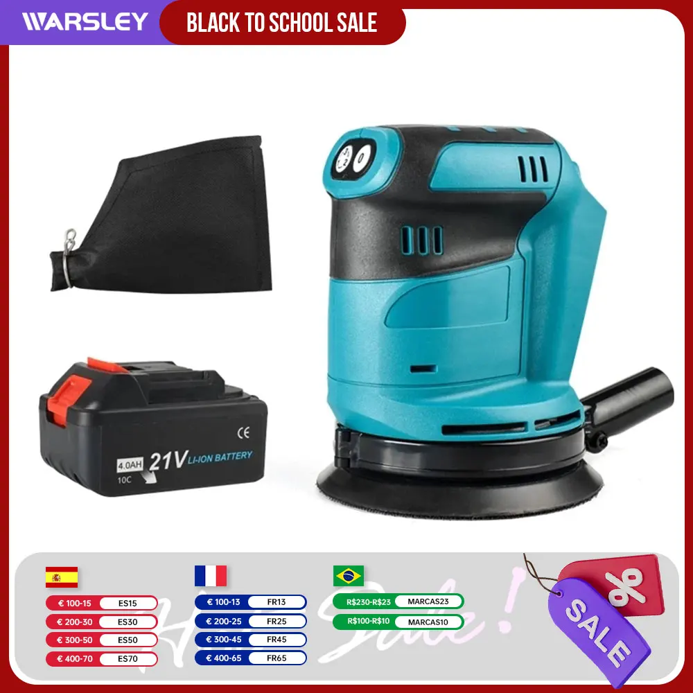Random Wireless Mini Electrical Orbital Sander Compatible For Makita 18V Battery Aith 8 Hole 125mm Sandpaper