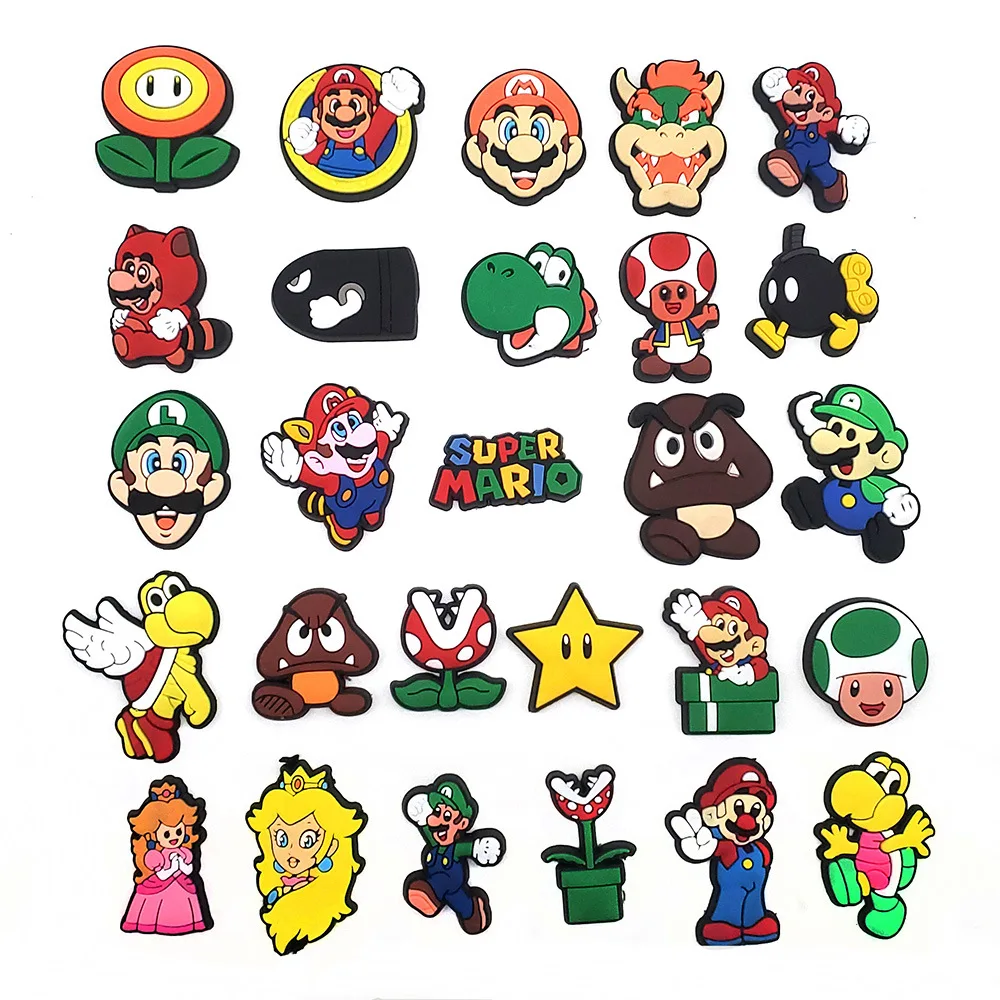 

Super Mario Classic Game Shoe Buckle 1pcs Sale Croc Charms DIY Slippers Accessories Souvenir Cartoons Decorations Kids Xmas Gift