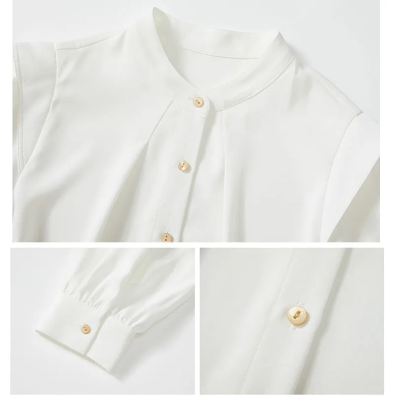 Женская шифоновая блузка с длинным рукавом воротником-стойкой