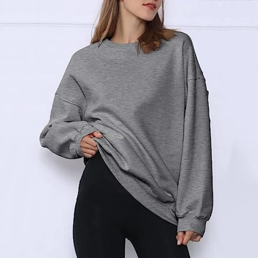 

Women Sweatshirt Soft Breathable Women's Fall/winter Sweatshirts Loose Fit Elastic Cuffs Solid Colors for A Stylish Comfortable