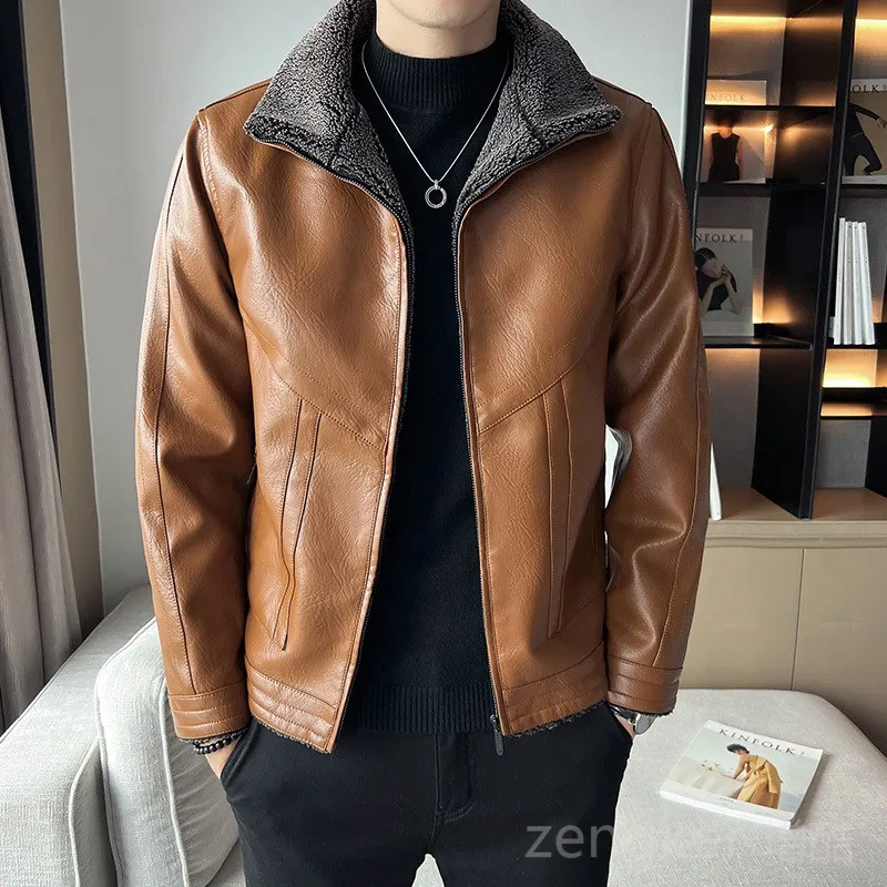 

Spring new plus size men's PU jacket winter cold thickening men's leather jacket PU leather jacket men 8XL 6XL coat men winter