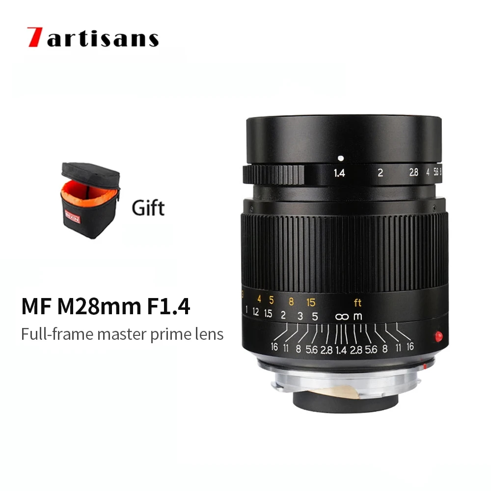 

7artisans MF 28 мм F1.4 Полнокадровый объектив с большой диафрагмой, профессиональный объектив для камер Leica M Mount M2 M240 M3 M5 M6 M7 M8 M9 M262