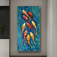 chinese picture gold fish wall art canvas painting prints wall decor abstract home decor one piece poster living room decorative