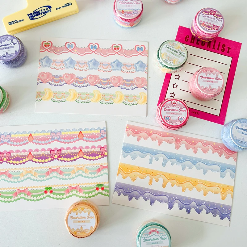 

Cute Retro Bows Lace Melted Cheese Deco Washi Tapes Scrapbooking Masking Tape DIY Photo Album Diary Journal Collage Stationery