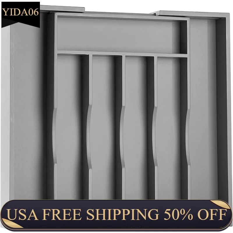 

Bellsal Grey Silverware Organizer Kitchen Drawer Organizer Expandable Bamboo Utensil Holder Cutlery Tray for Kitchen Utensil