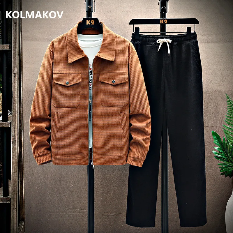(jacket + trousers) 2022 summer fashion men jackets Man long sleeve men's casual coat men A suit of men's clothing size M to 3XL