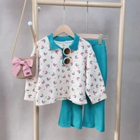 lzh 2022 spring autumn girls clothes set cute floral sweater flared pants 2pcs outfits for 3 8 years kids clothing girls suit