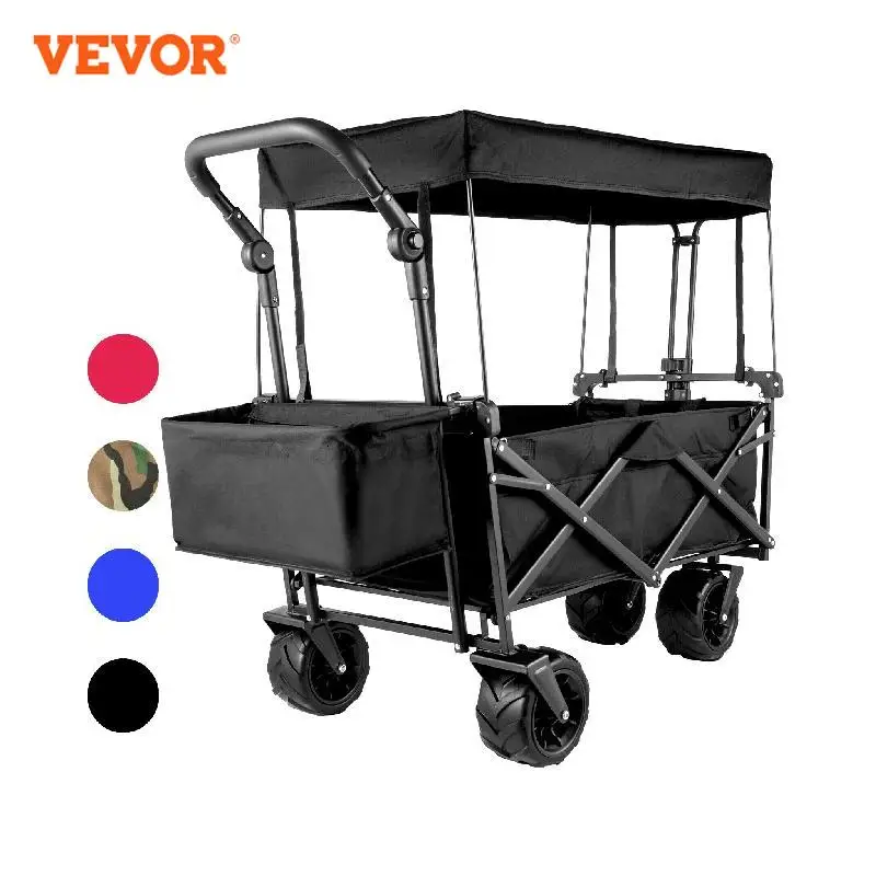 VEVOR Folding Wagon Cart W/ Adjustable Handle Bar Removable 