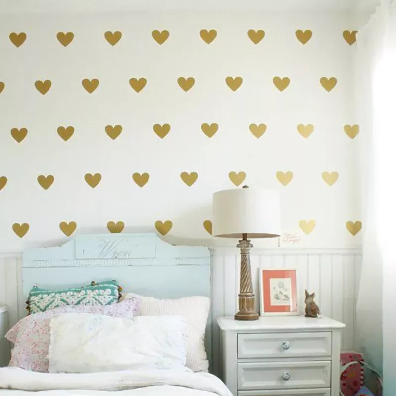 

Baby Girl Room Decorative Stickers Gold Heart Wall Sticker For Kids Room Wall Decal Stickers Room Decoration Kids Wall Stickers
