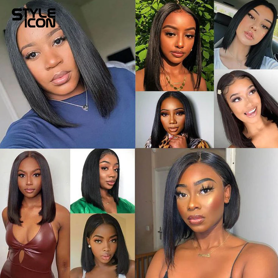 Short Bob Wig Straight 13x1 T Part Human Hair Wigs for Black Women Pre Plucked Transparent Frontal Wig Brazilian Lace Wigs enlarge