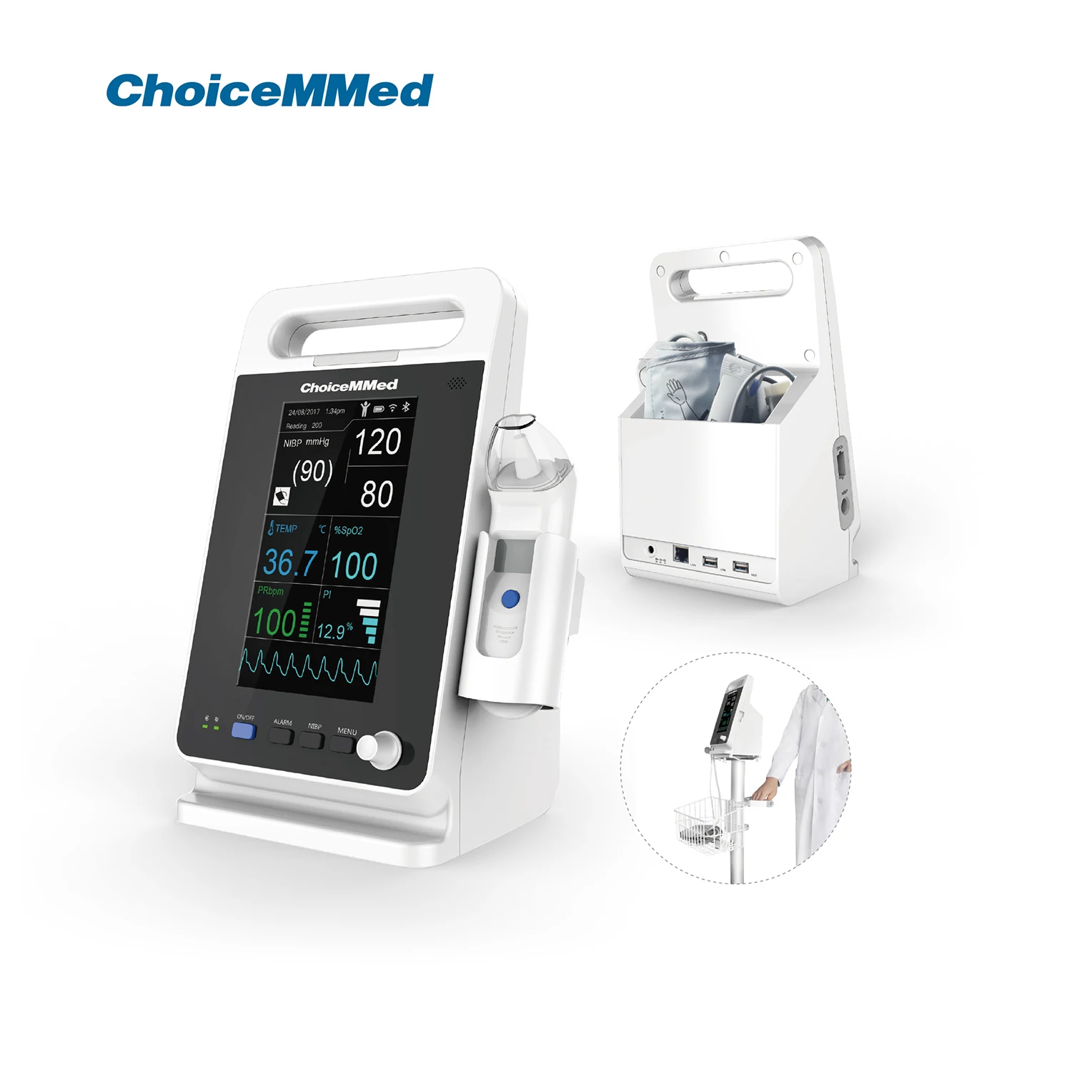 CHOICEMMED параметры MD2000C 7 TFT дисплей, монитор жизненного сигнала для пациента, пульсоксиметр, монитор насыщения кислородом (art.: 3920bd4fa866d) - 3920bd4fa866d