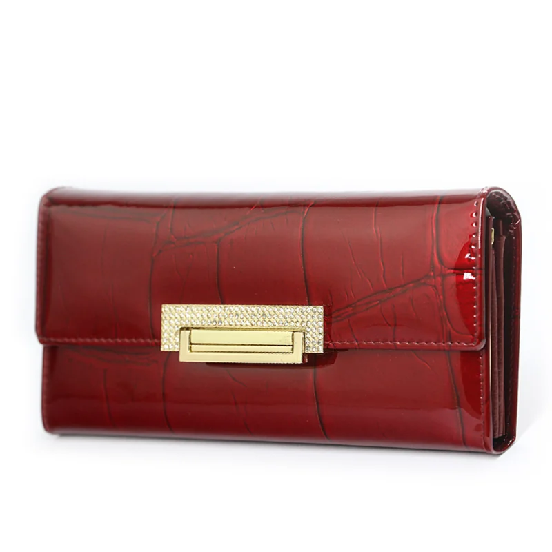 

Women's Genuine Leather Lacquer Leather Stone Pattern Wallet New Card Buckle Multifunctional And Multi Slot Change Bag Handbag