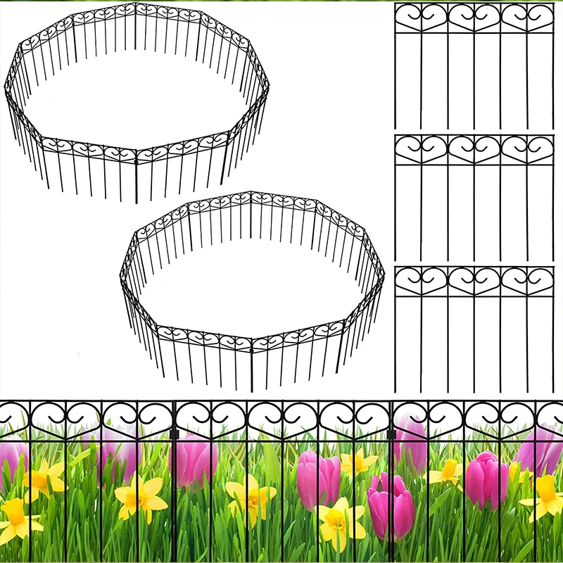 

10pcs Decorative Garden Fence Bendable Outdoor Rustproof Landscape Wire Border Folding Patio Fences Flower Bed Fencing Barrier