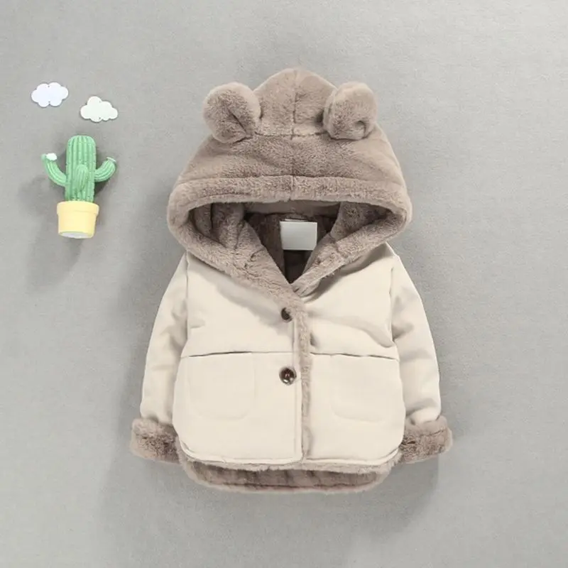 

Winter Children's Thicken Warm Cotton Fleece Jackets Girls Clothes Kids Baby Fur Hooded Coats Korean Parkas Girls Outerwear E868