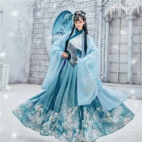 original fairy hanfu womens waist length ru skirt chinese style cross collar printed sleeve autumn winter dance skirt cosplay